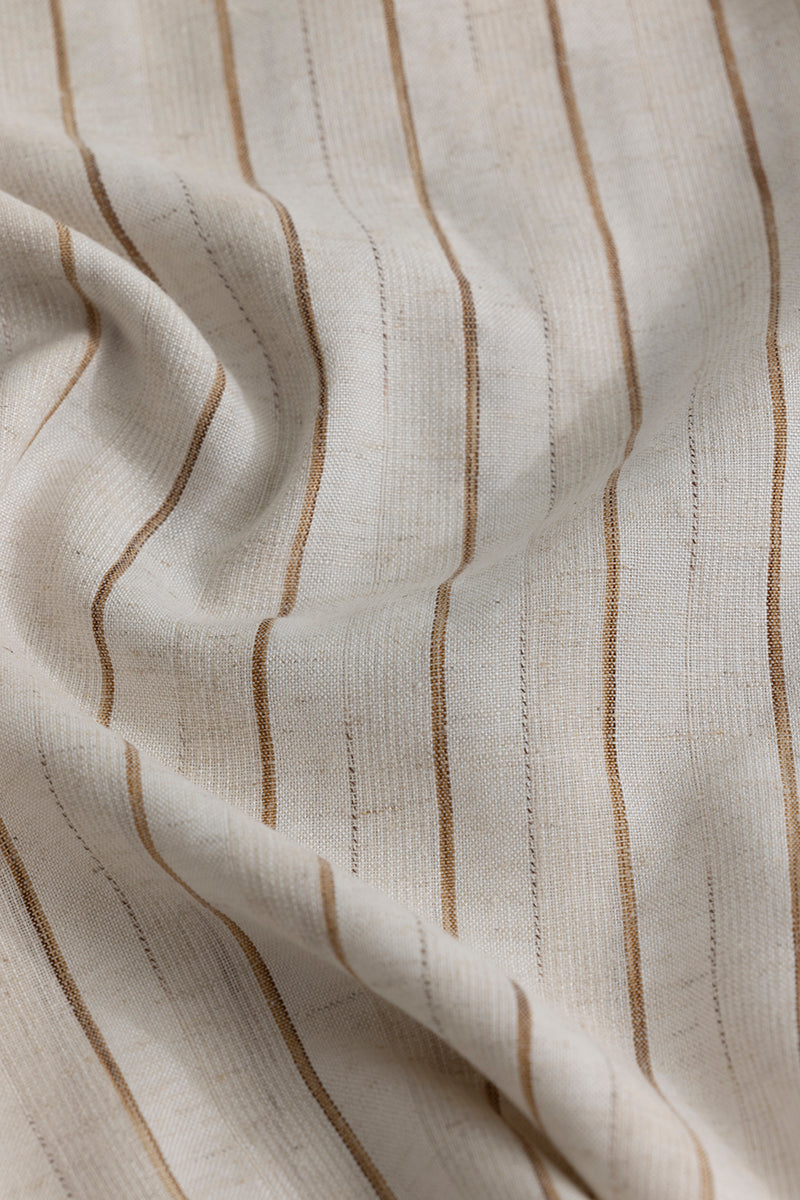 Linear Dual Line Beige Linen Shirt