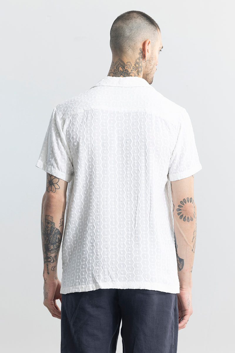 Hexagonic Selfdesign White Shirt