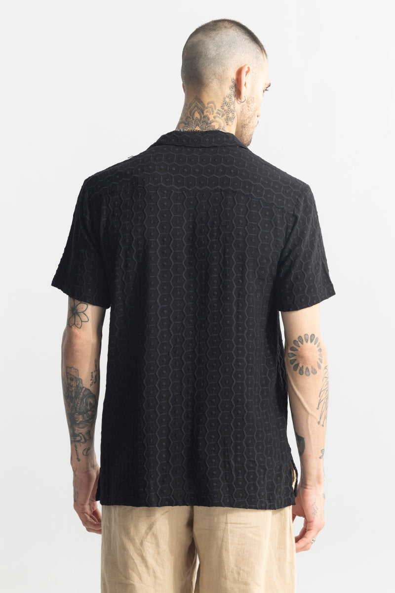 Hexagonic Selfdesign Black Shirt