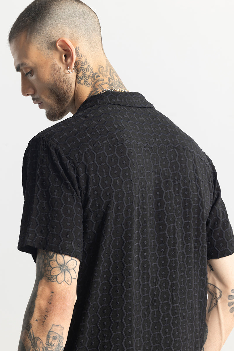 Hexagonic Selfdesign Black Shirt