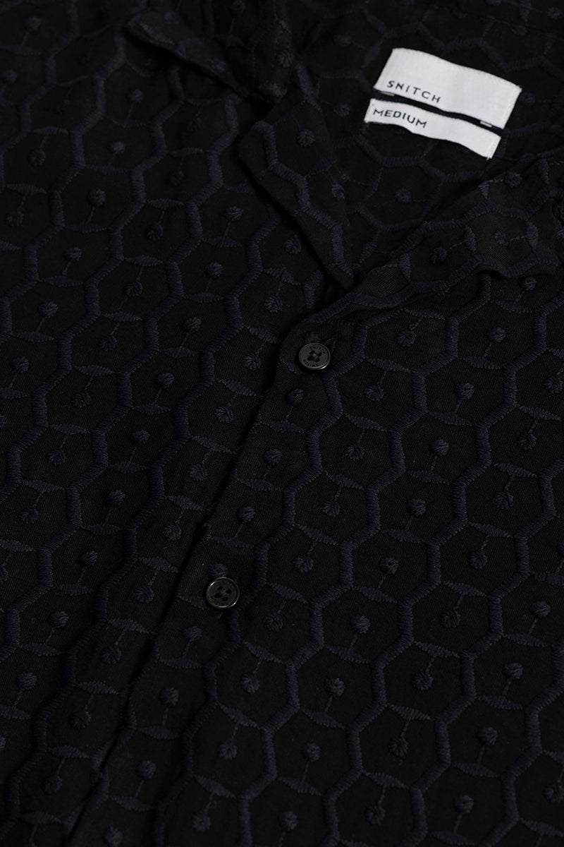 Hexagonic Selfdesign Black Shirt