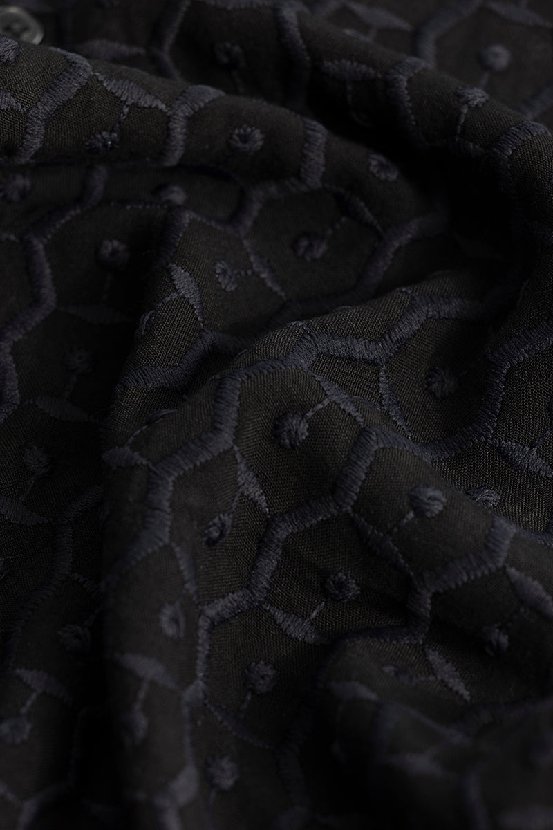 Hexagonic Selfdesign Black Shirt