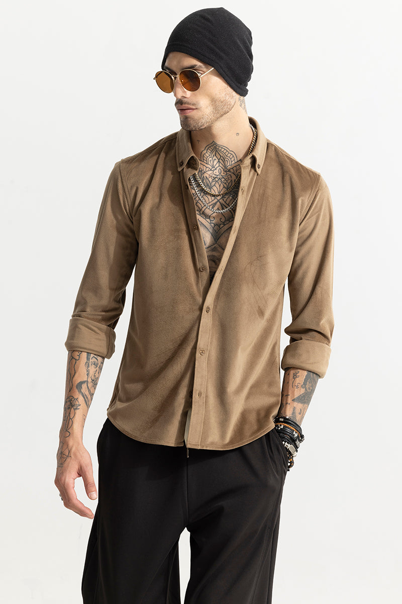 Suede Velvet Brown Shirt