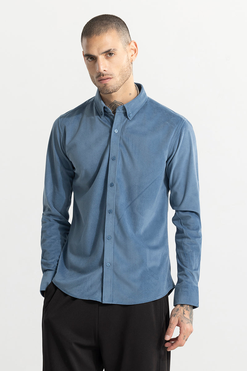 Suede Velvet Blue Shirt