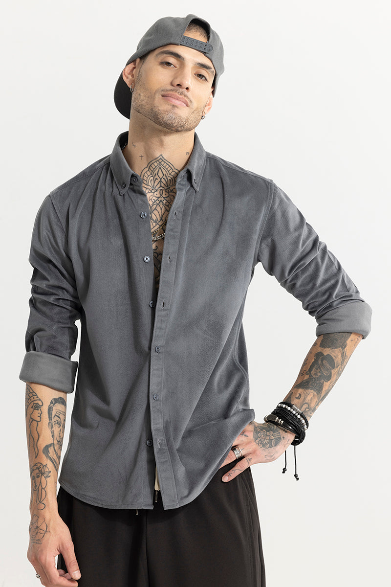 Suede Velvet Grey Shirt