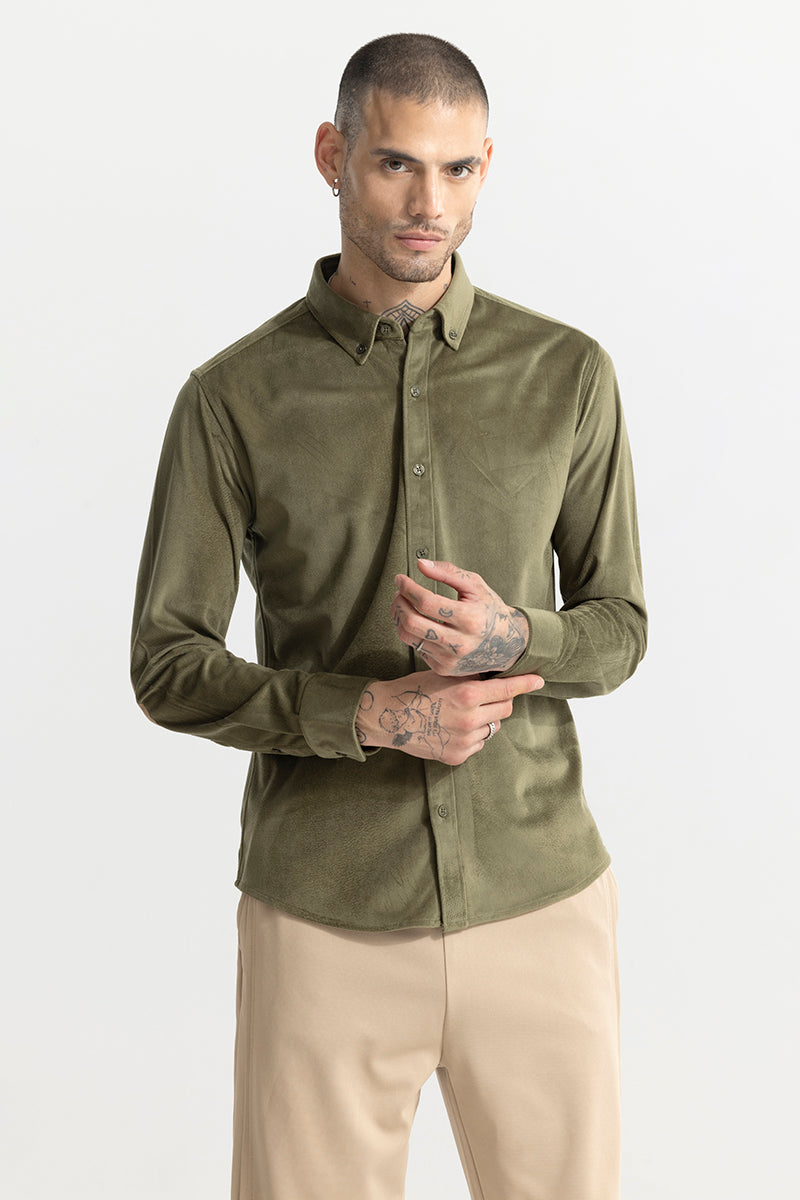 Suede Velvet Green Shirt