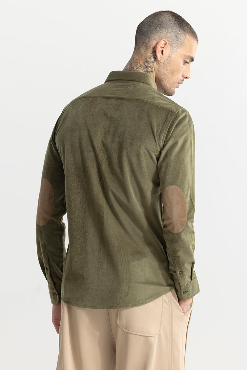 Buy Men's Suede Velvet Green Shirt Online | SNITCH