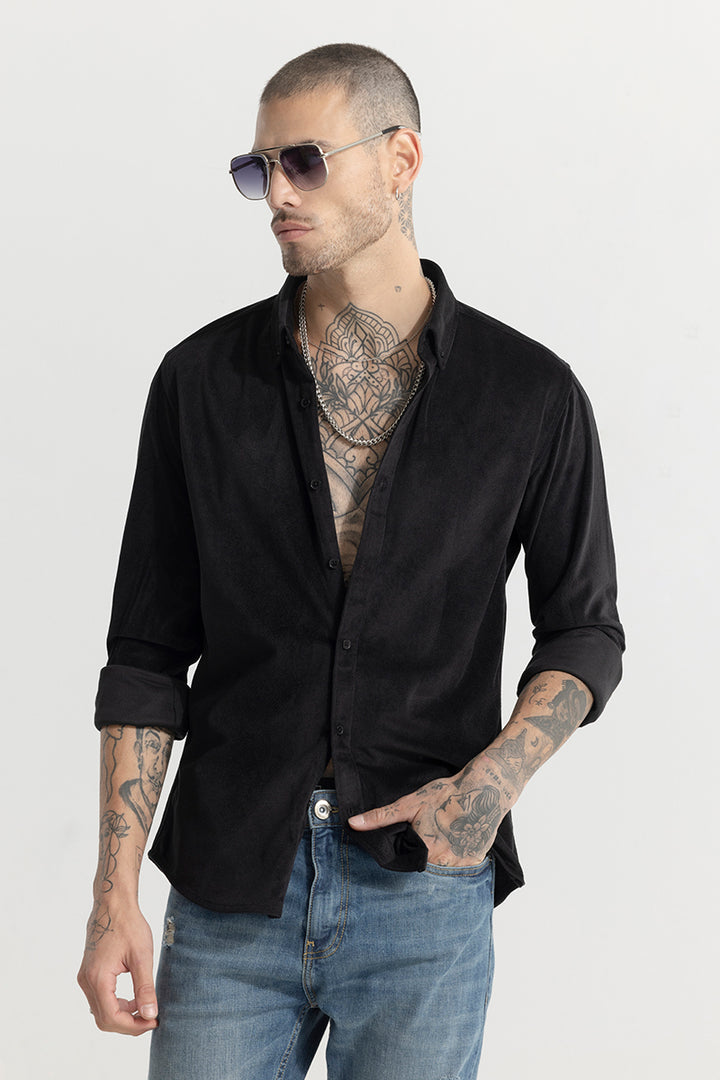 Suede Velvet Black Shirt