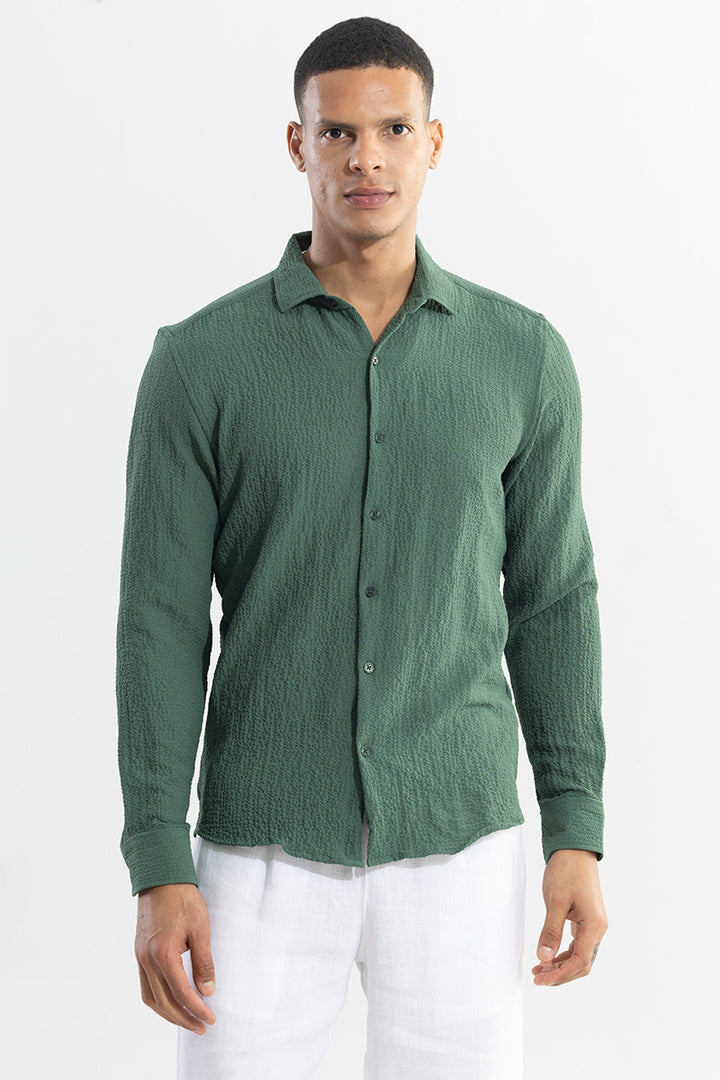 Mash Wrinkle Green Shirt