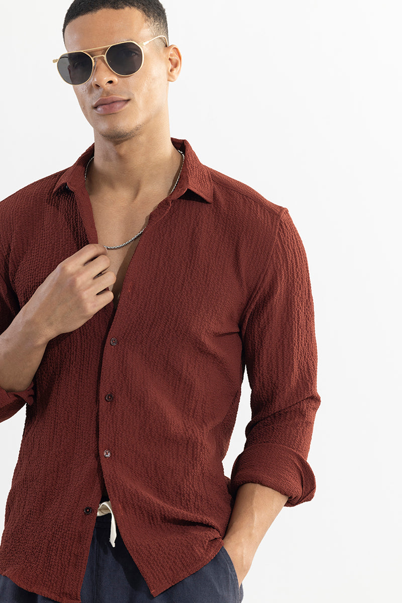 Mash Wrinkle Maroon Shirt