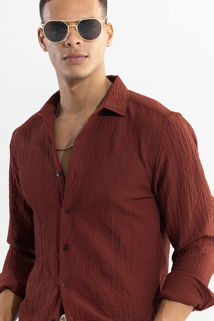 Mash Wrinkle Maroon Shirt