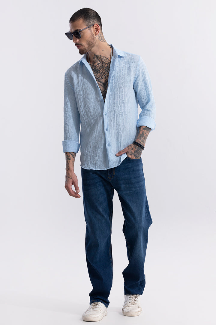 Mash Wrinkle Sky Blue Shirt