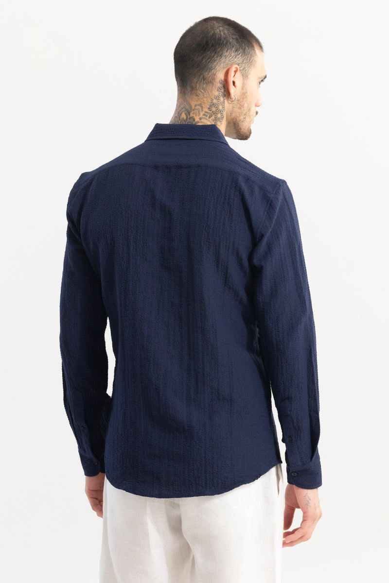 Mash Wrinkle Navy Shirt