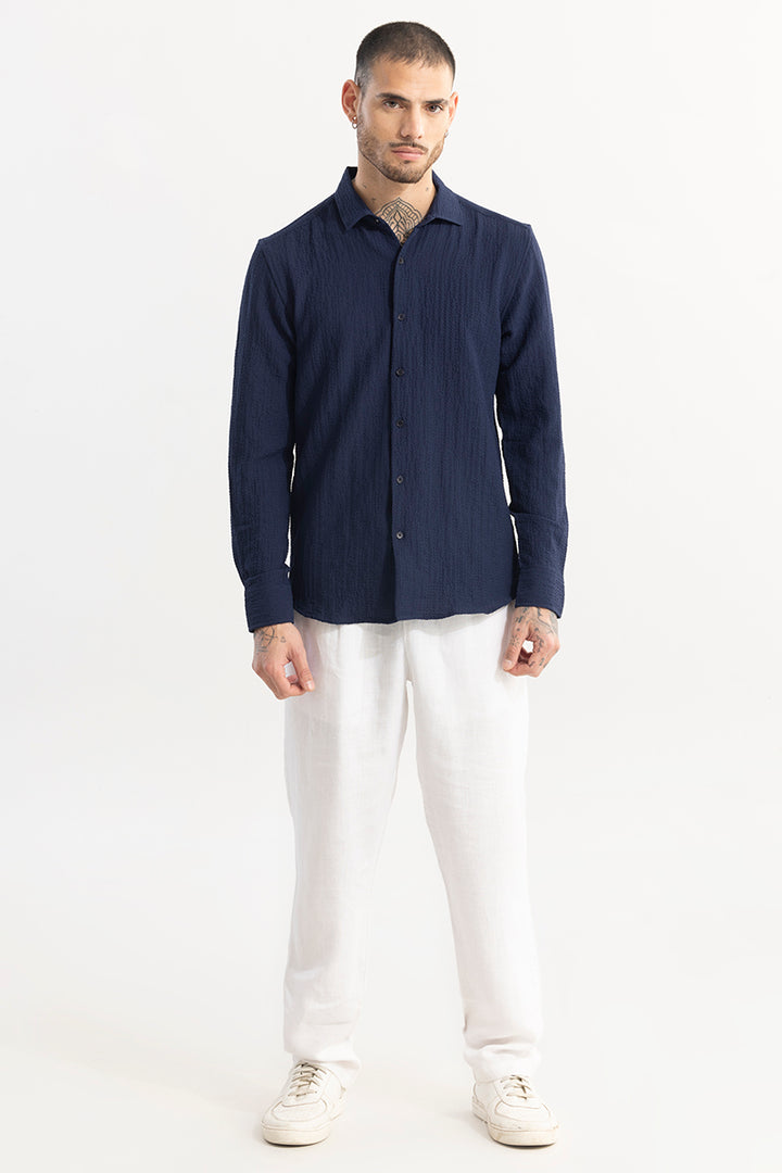 Mash Wrinkle Navy Shirt