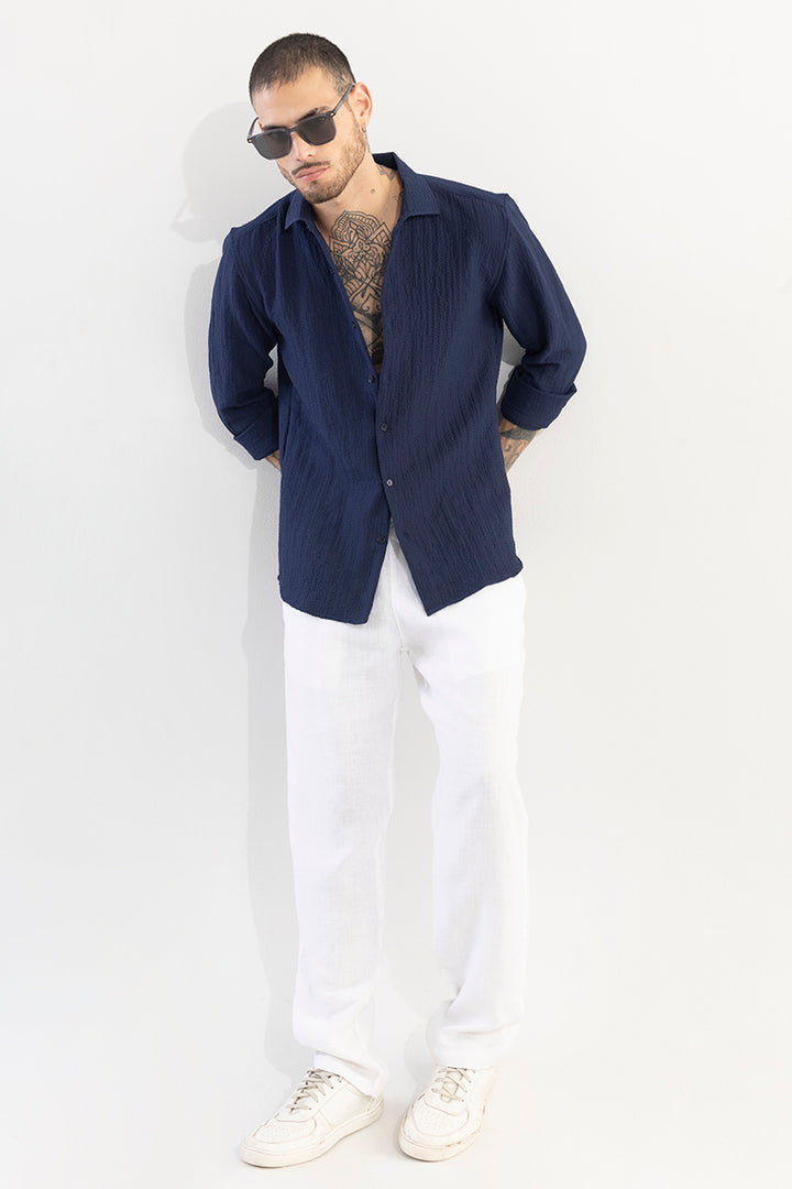 Mash Wrinkle Navy Shirt