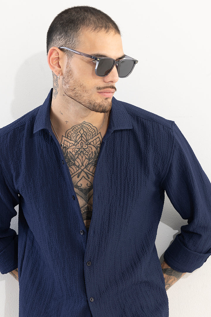 Mash Wrinkle Navy Shirt