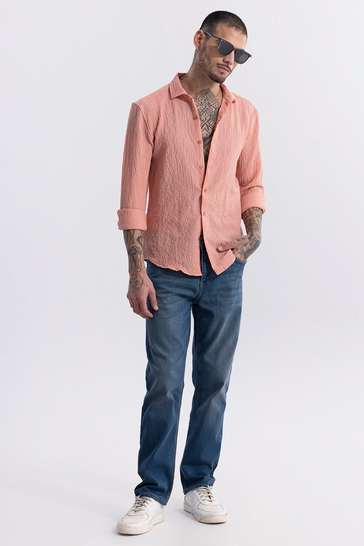 Mash Wrinkle Coral Pink Shirt