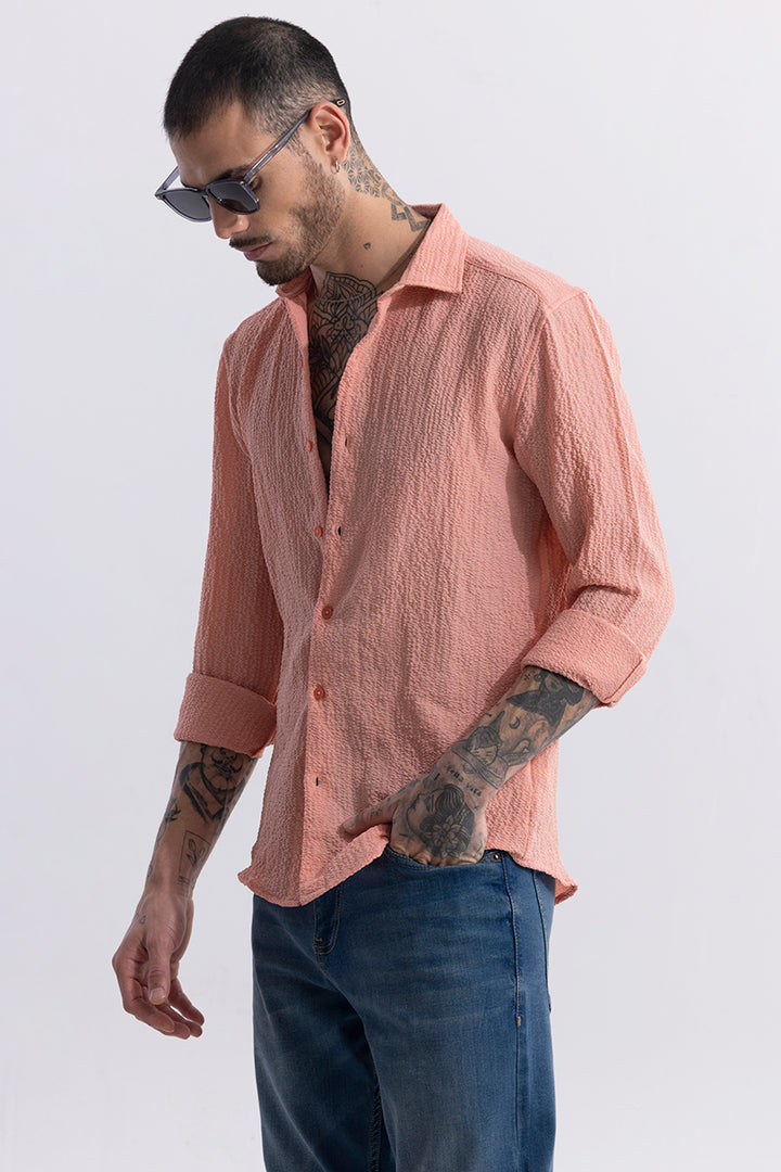 Mash Wrinkle Coral Pink Shirt