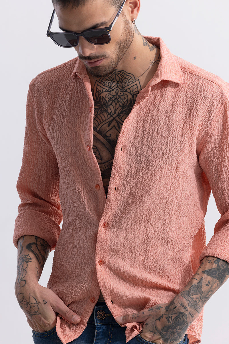 Mash Wrinkle Coral Pink Shirt