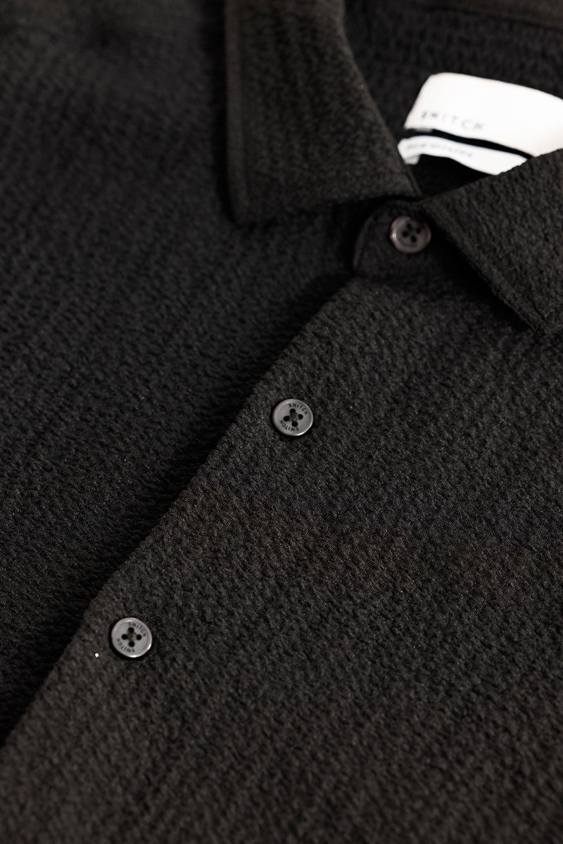 Mash Wrinkle Black Shirt