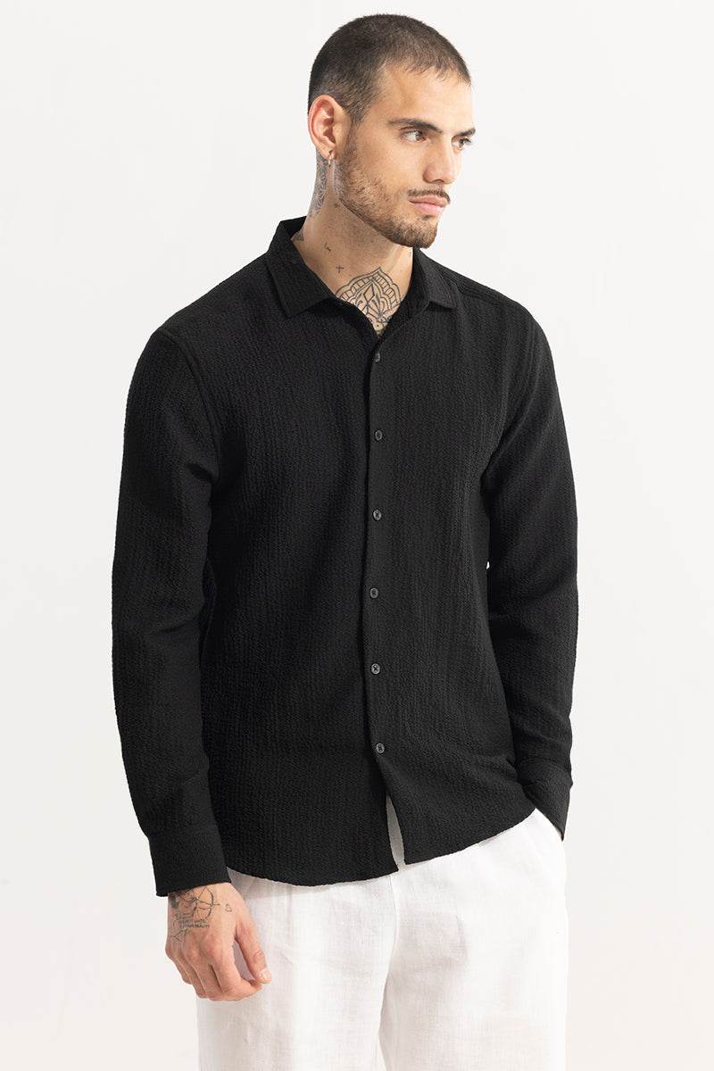 Mash Wrinkle Black Shirt