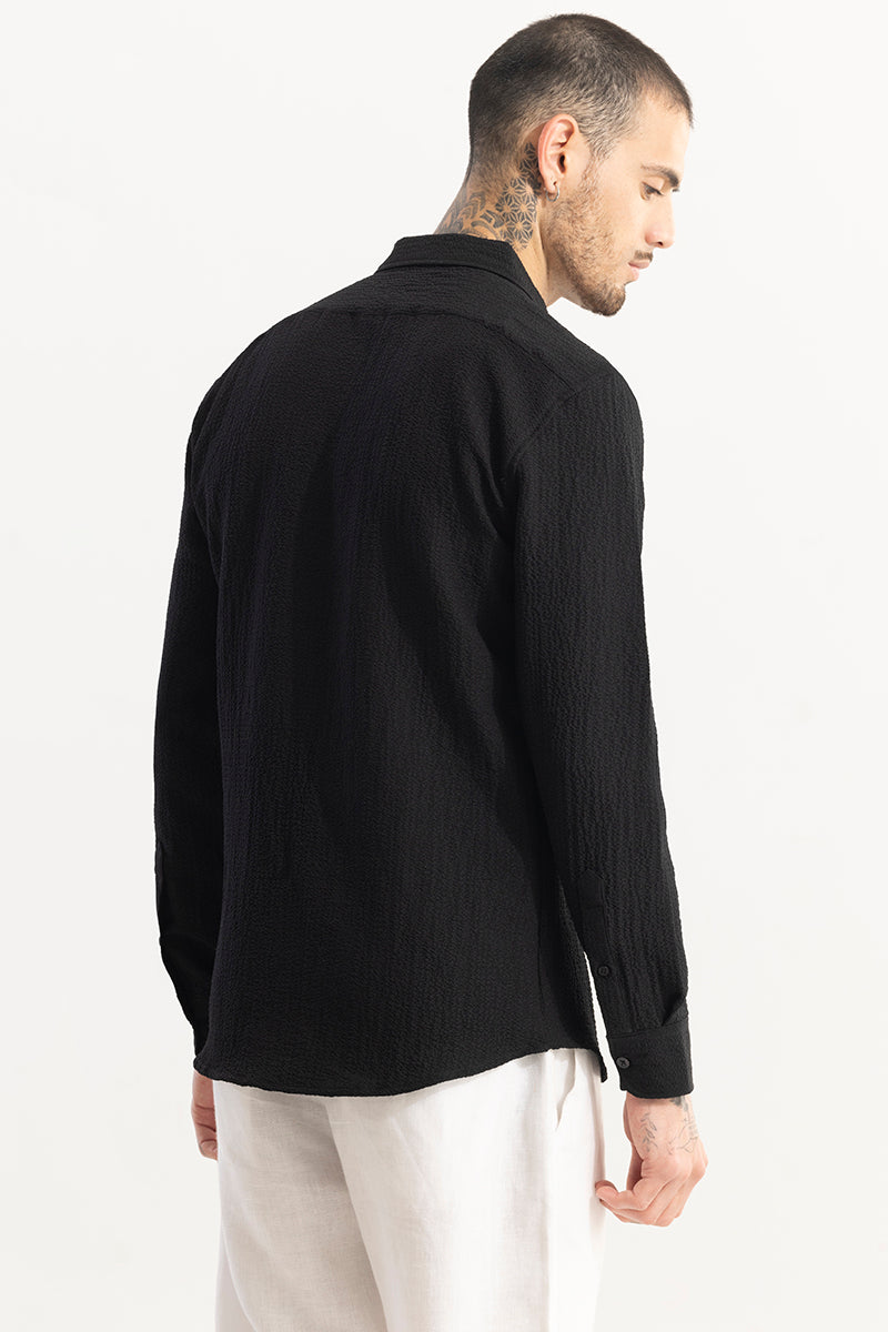 Mash Wrinkle Black Shirt