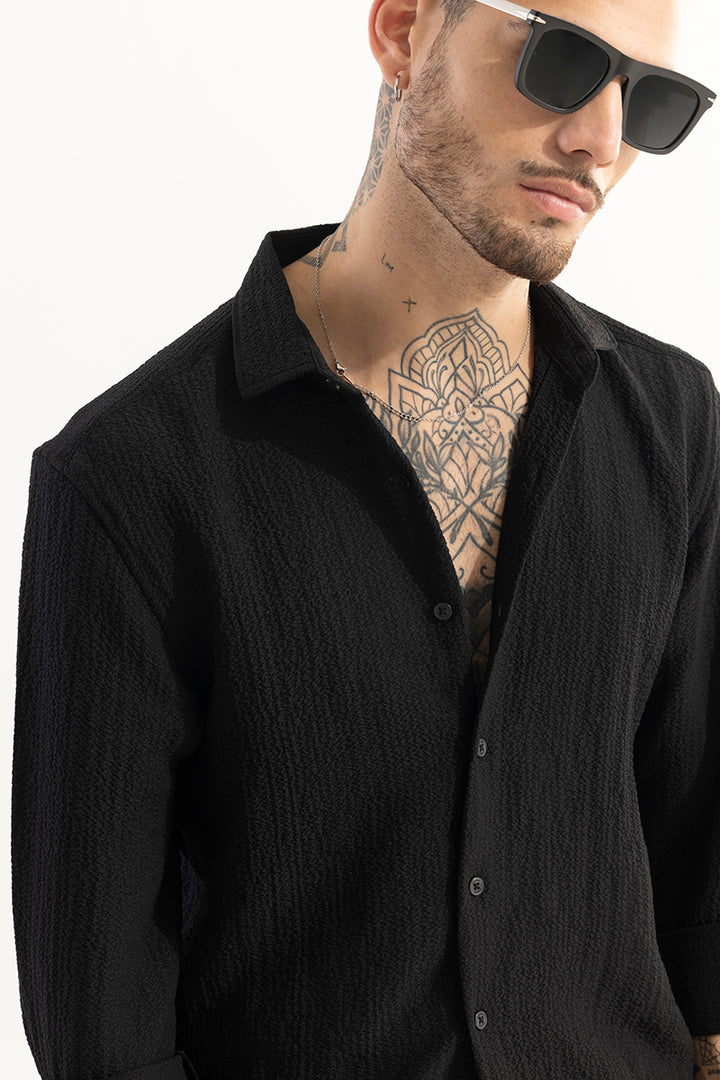 Mash Wrinkle Black Shirt