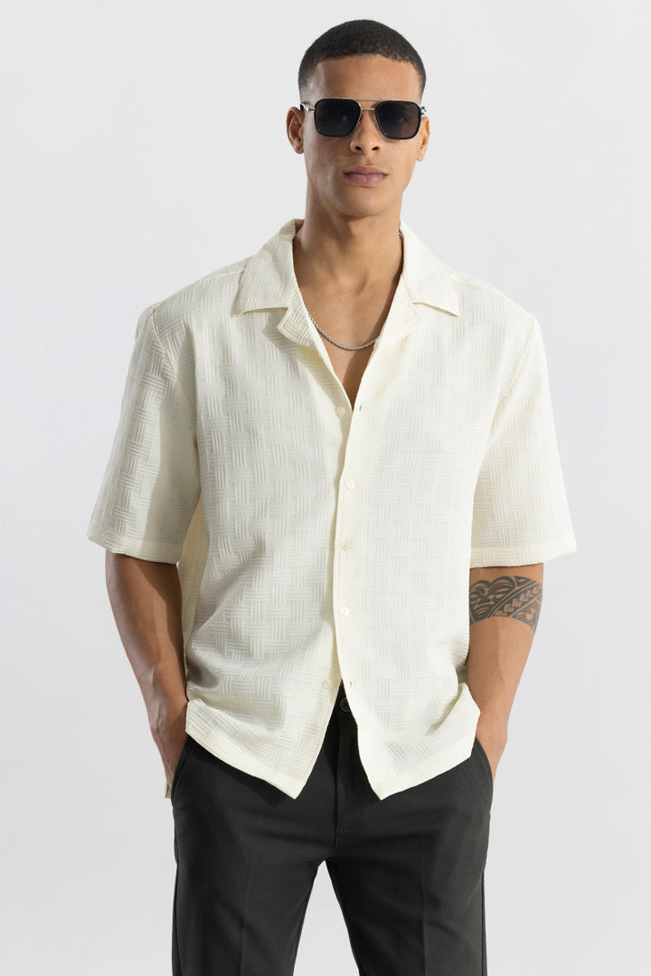 Wefted Cream Shirt