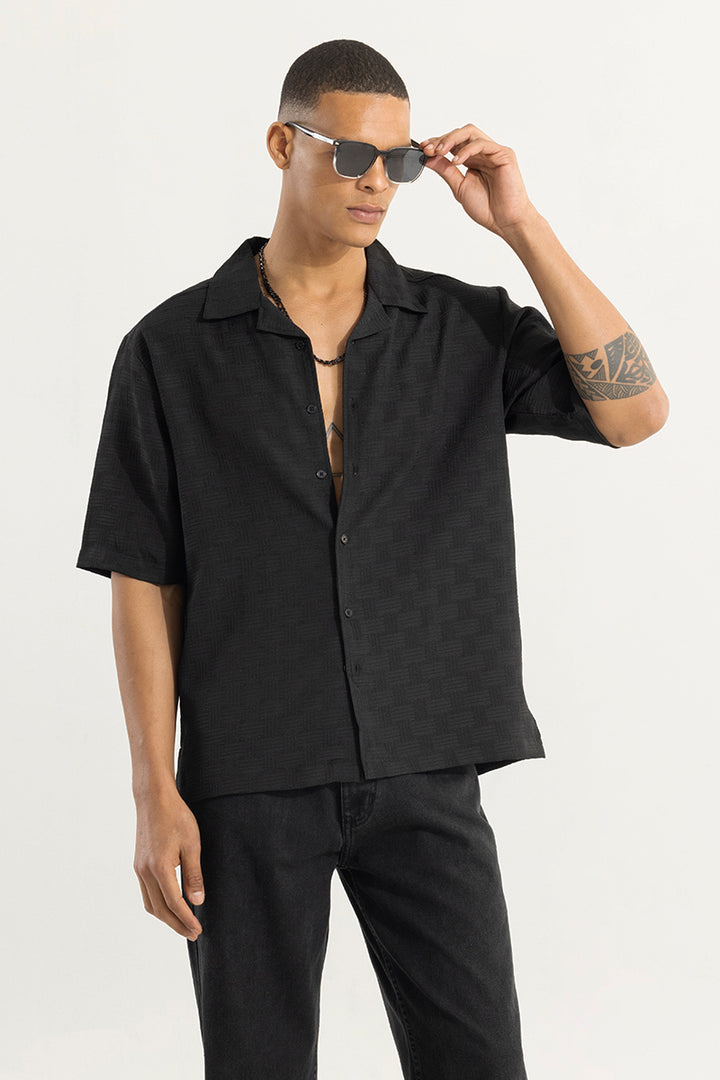 Wefted Black Shirt