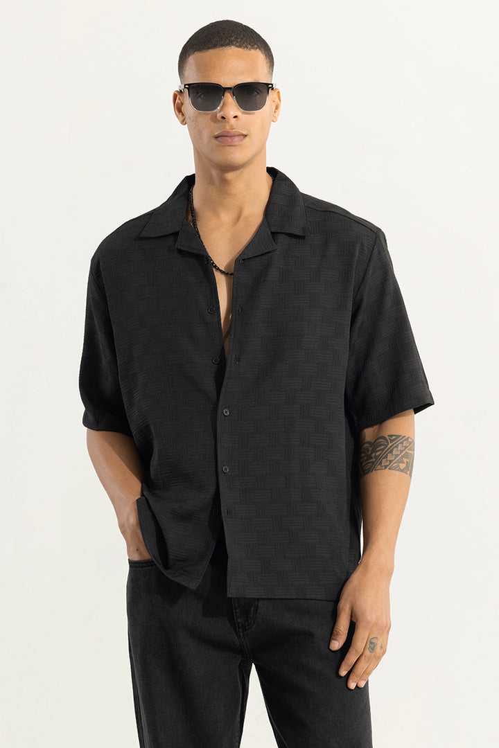 Wefted Black Shirt