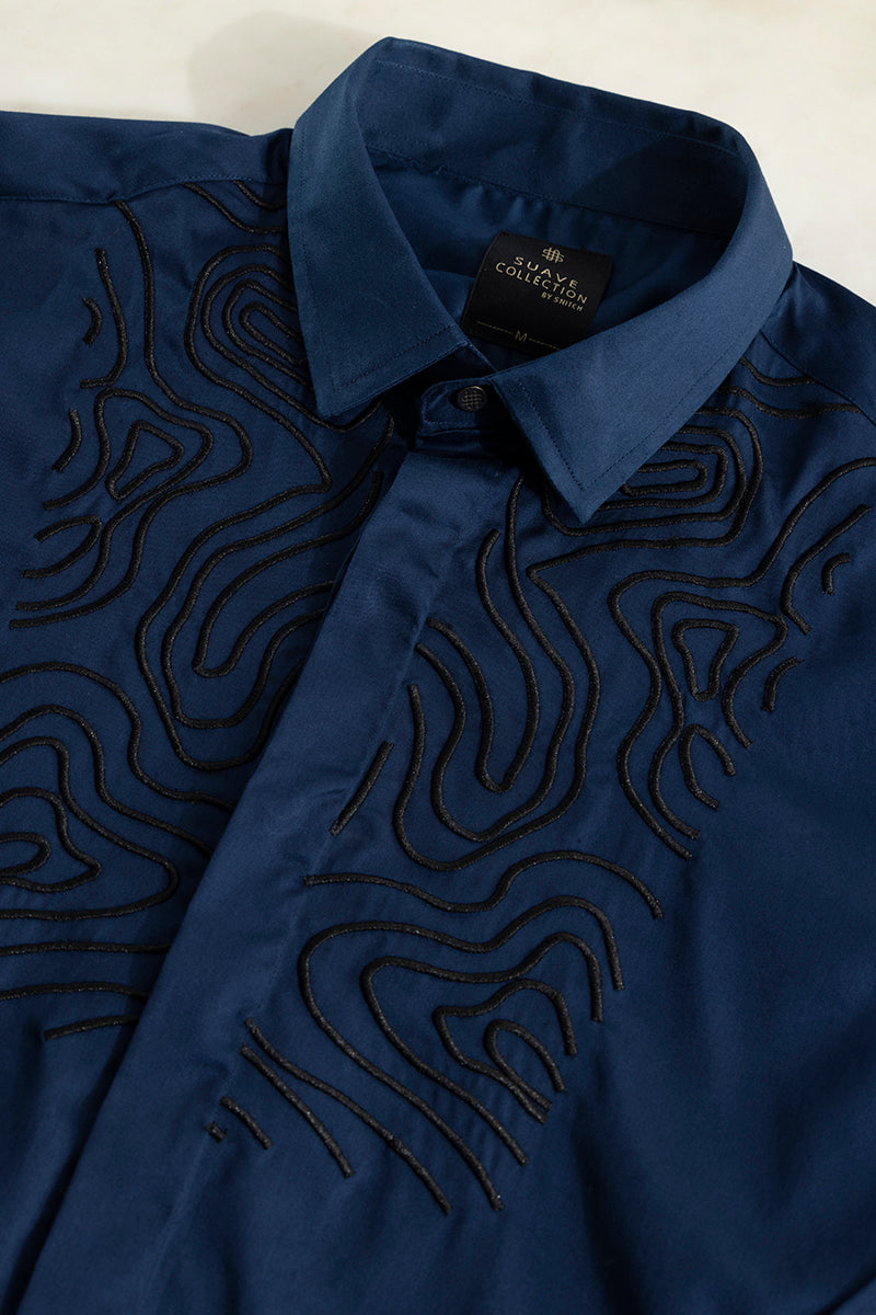 Delusion Embroidered Blue Shirt