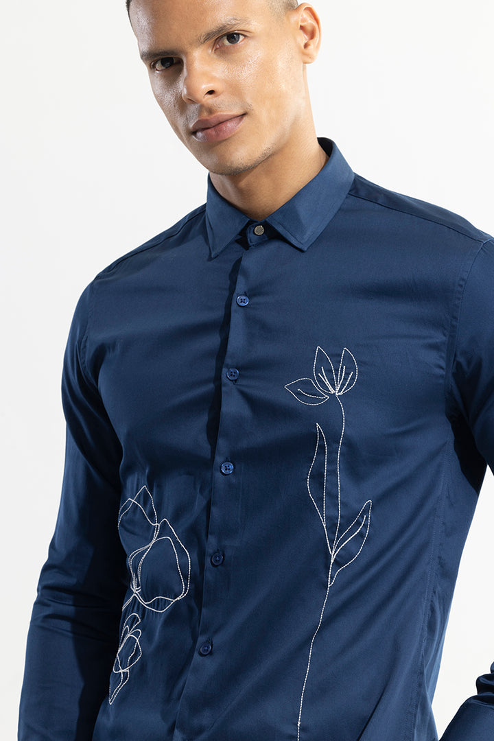 Tulipa Embroidered Navy Shirt