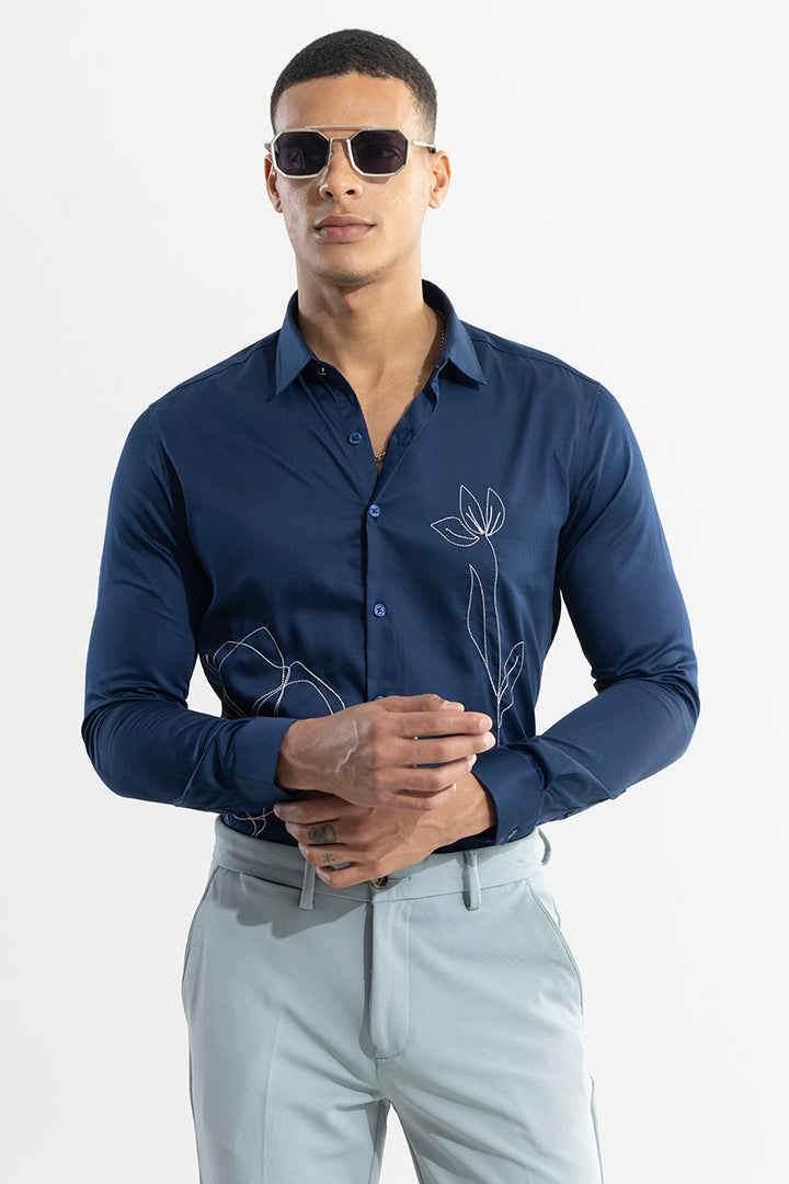 Tulipa Embroidered Navy Shirt