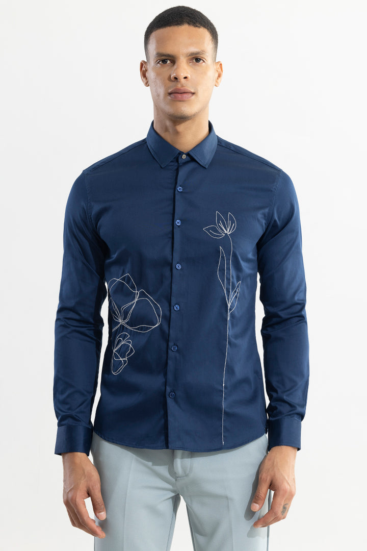 Tulipa Embroidered Navy Shirt