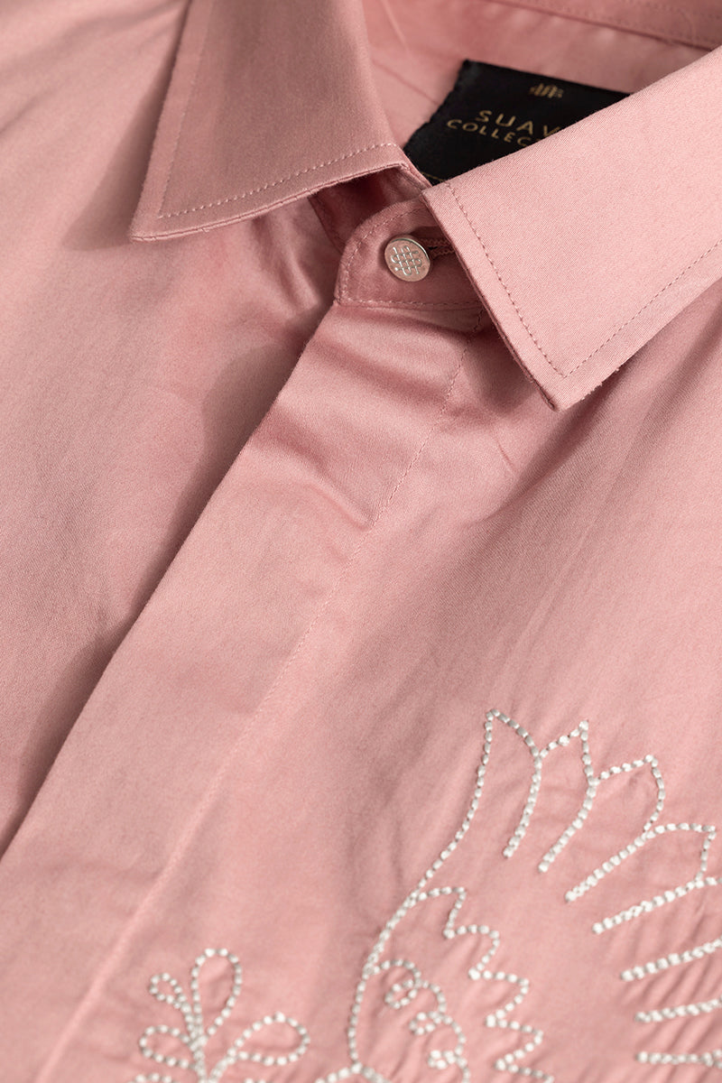 Tulip Embroidery Pink Shirt