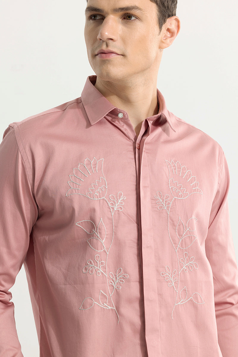 Tulip Embroidery Pink Shirt