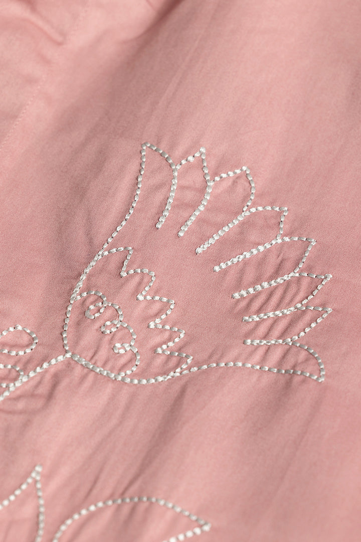 Tulip Embroidery Pink Shirt