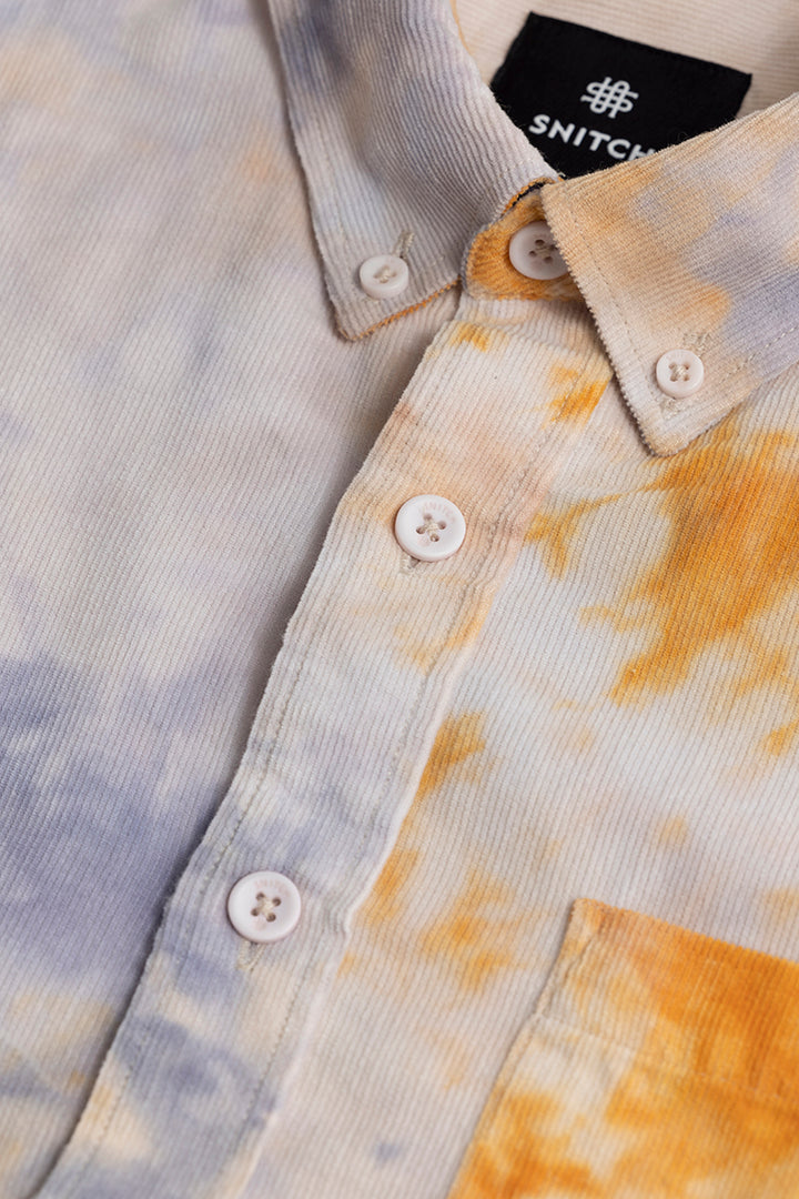 Salvo Tie Dye Orange Corduroy Shirt