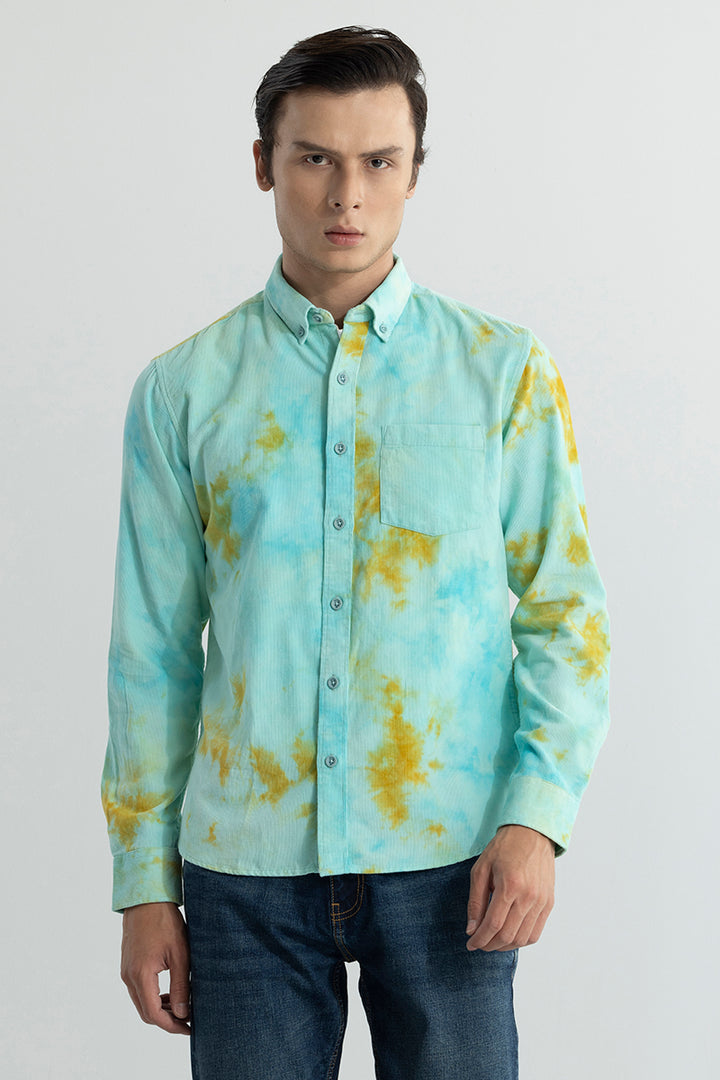 Salvo Tie Dye Green Corduroy Shirt