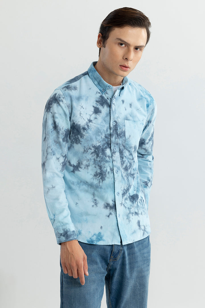 Salvo Tie Dye Light Blue Corduroy Shirt