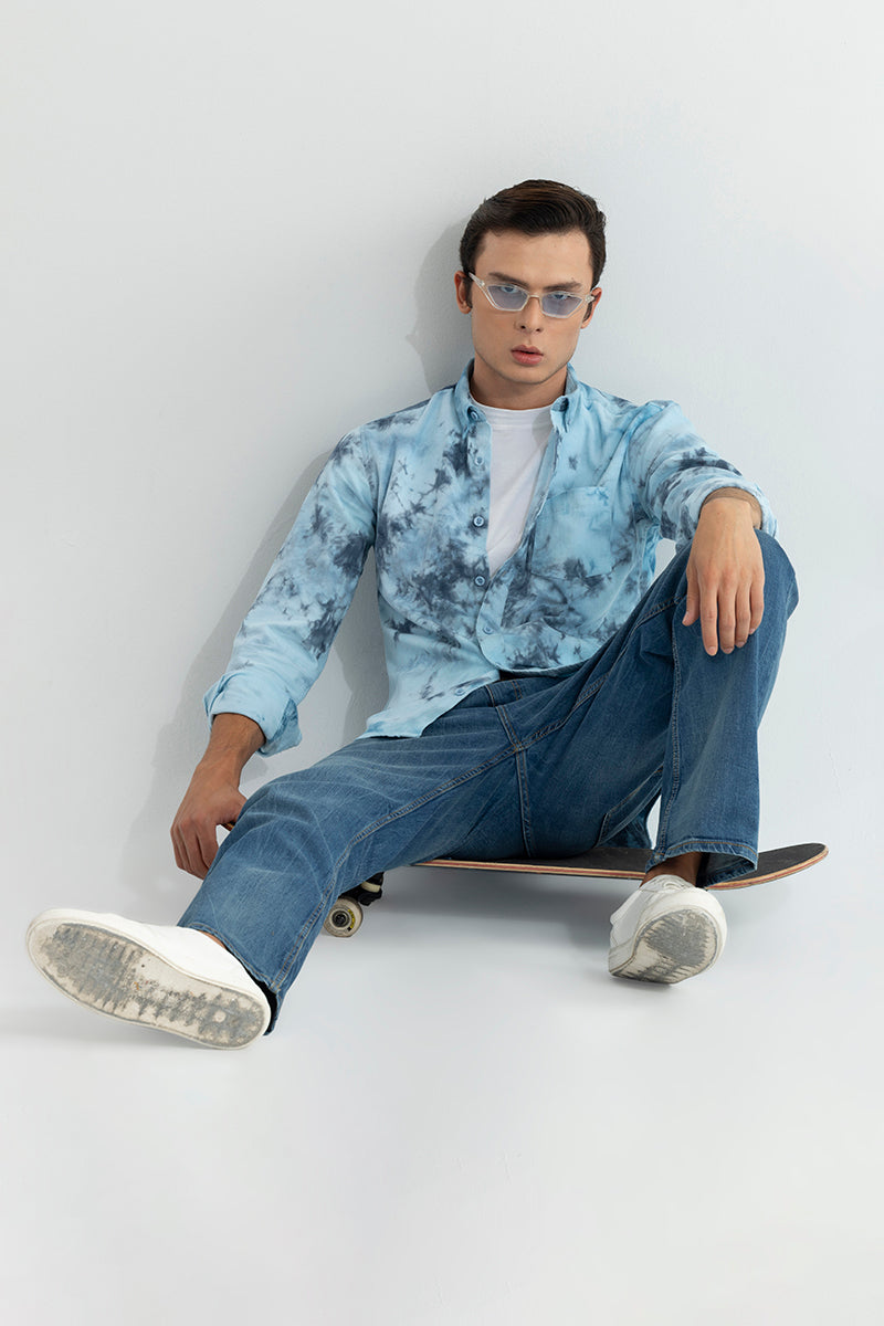 Salvo Tie Dye Light Blue Corduroy Shirt