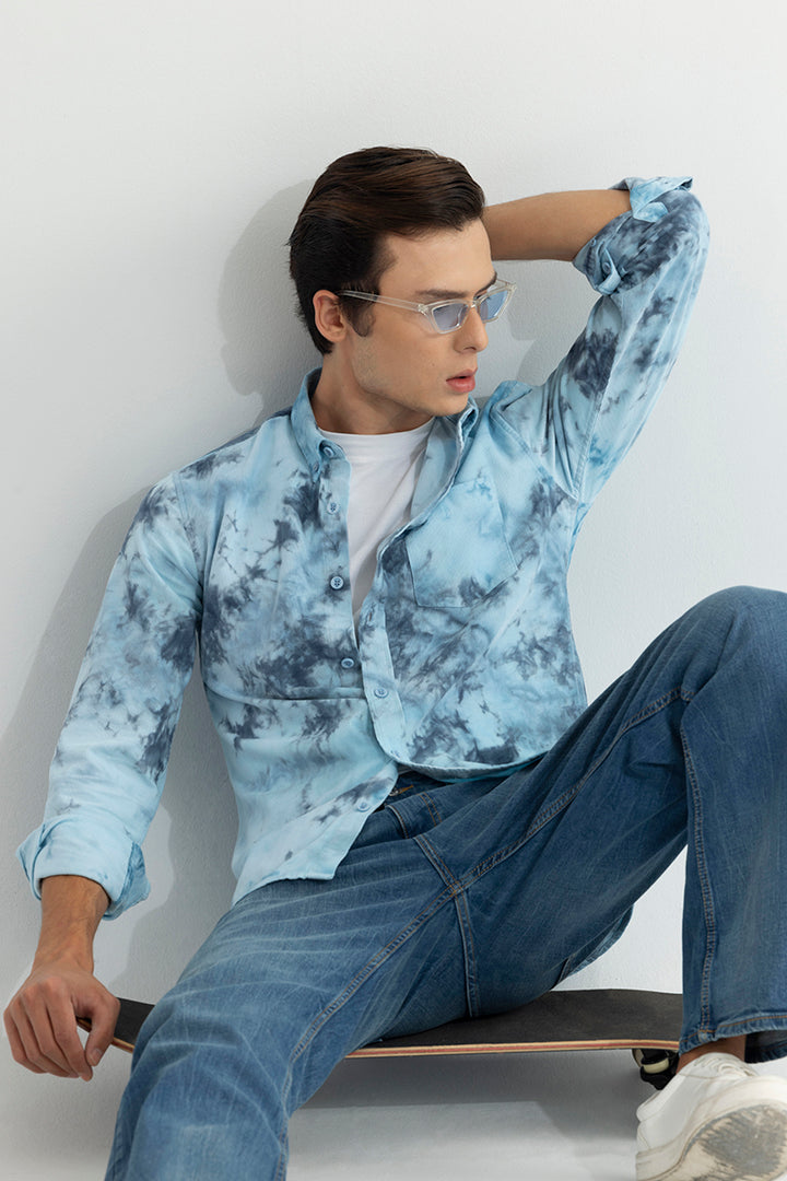 Salvo Tie Dye Light Blue Corduroy Shirt