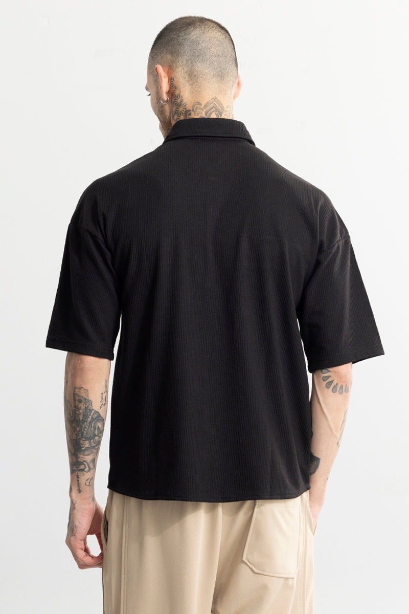 Buy Men's TwinFlap Black Oversized Shirt Online | SNITCH