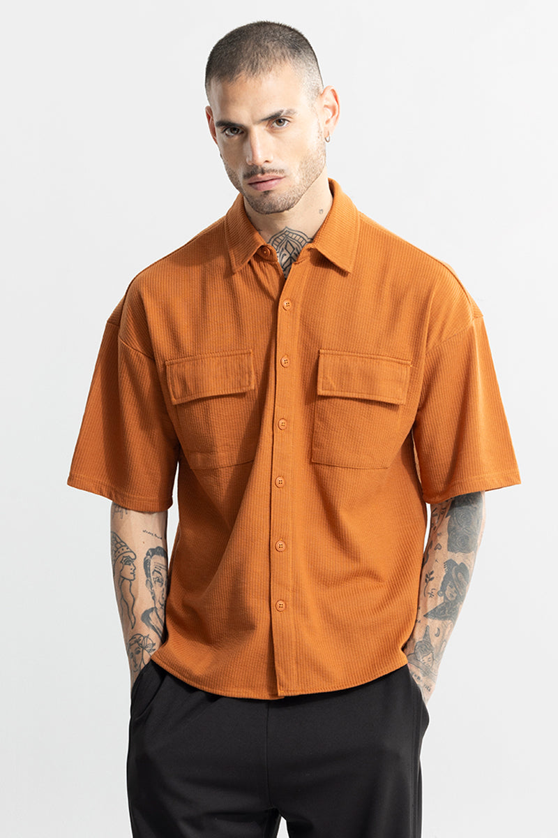 TwinFlap Rustic Orange Oversized Shirt