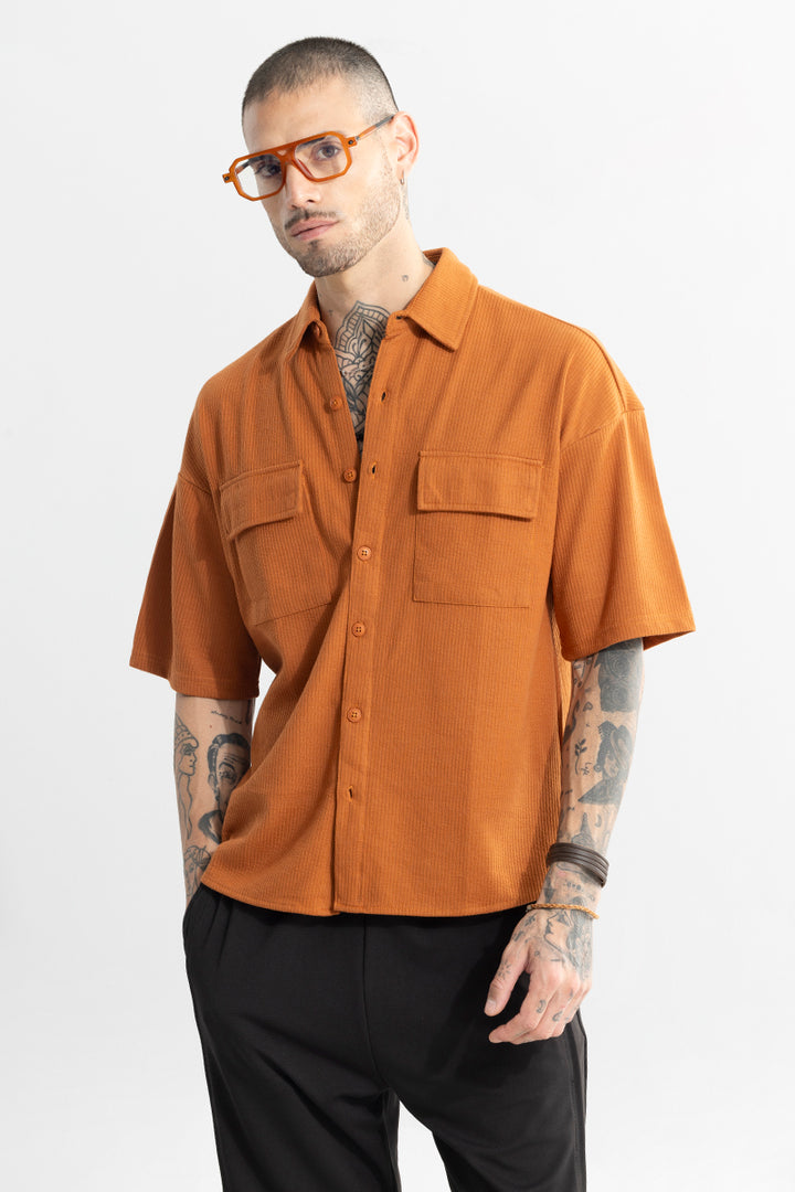 TwinFlap Rustic Orange Oversized Shirt