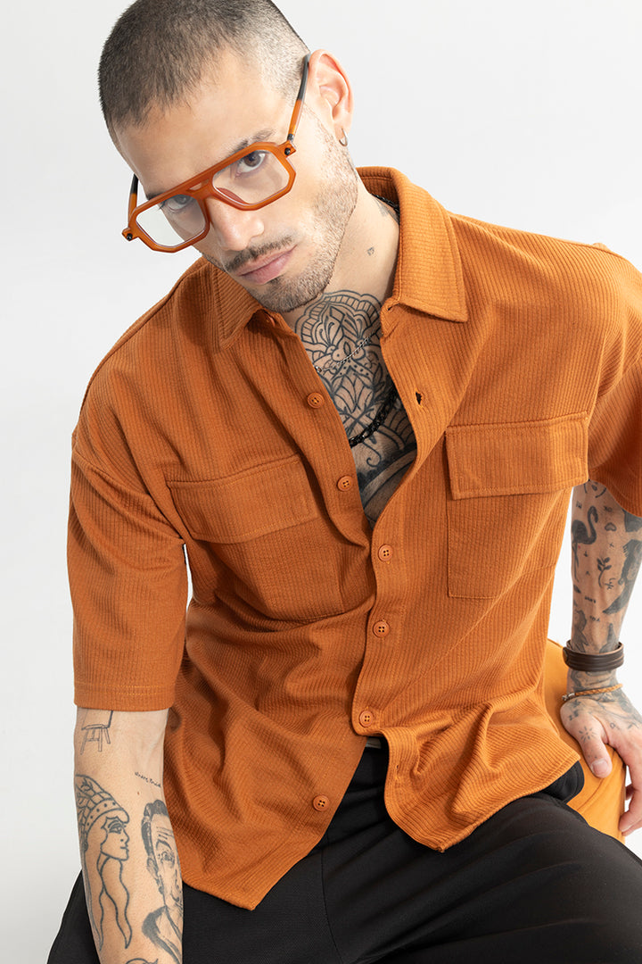 TwinFlap Rustic Orange Oversized Shirt