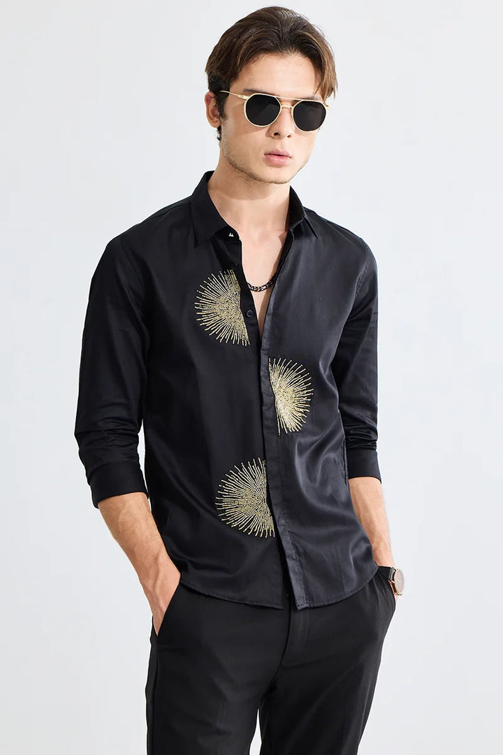 Crescent Black Beaded Shirt