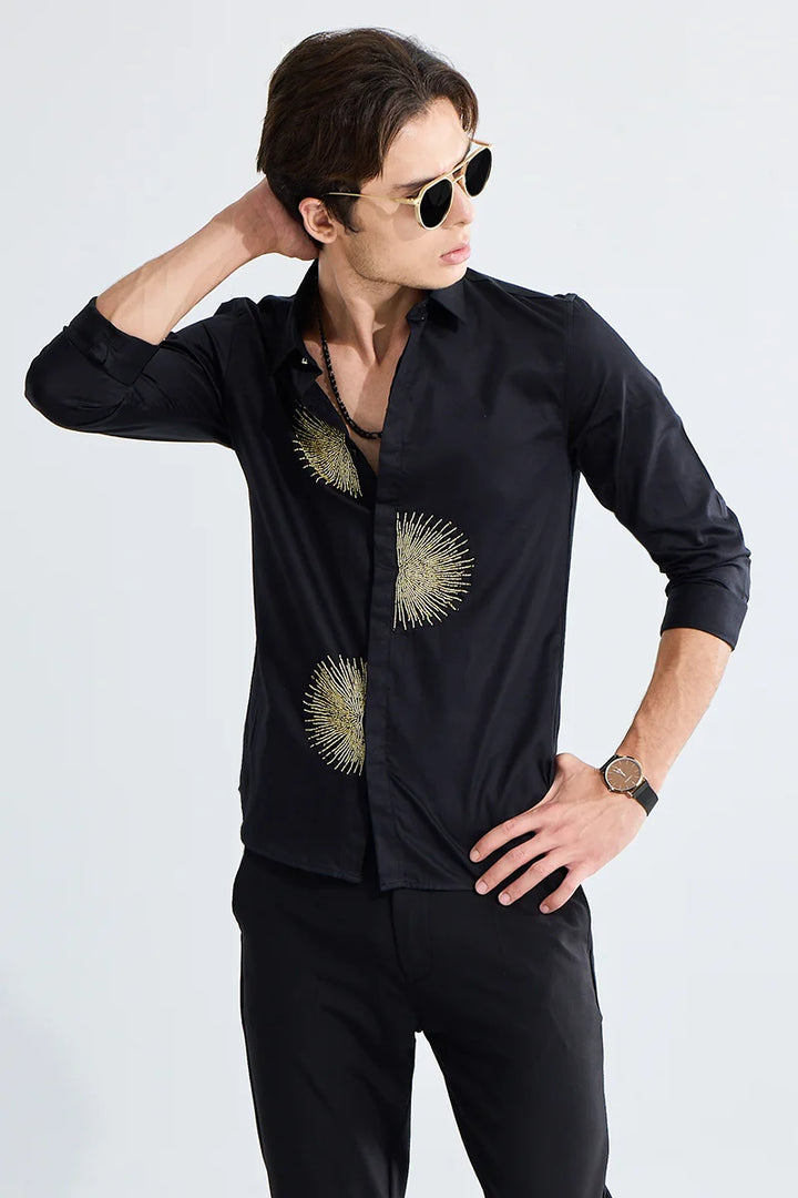 Crescent Black Beaded Shirt