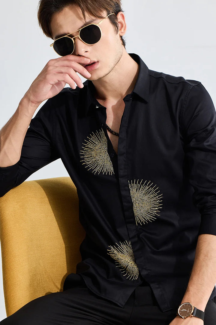 Crescent Black Beaded Shirt