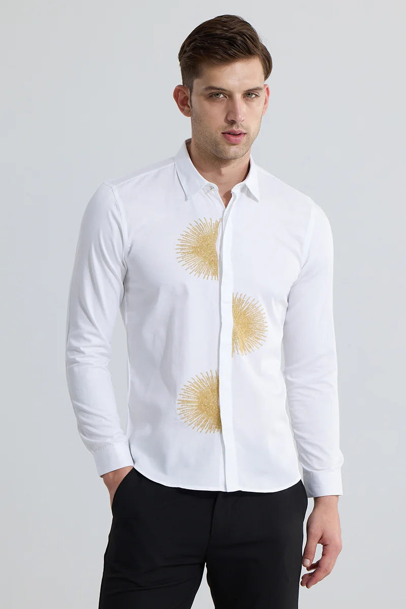 Crescent White Beaded Shirt